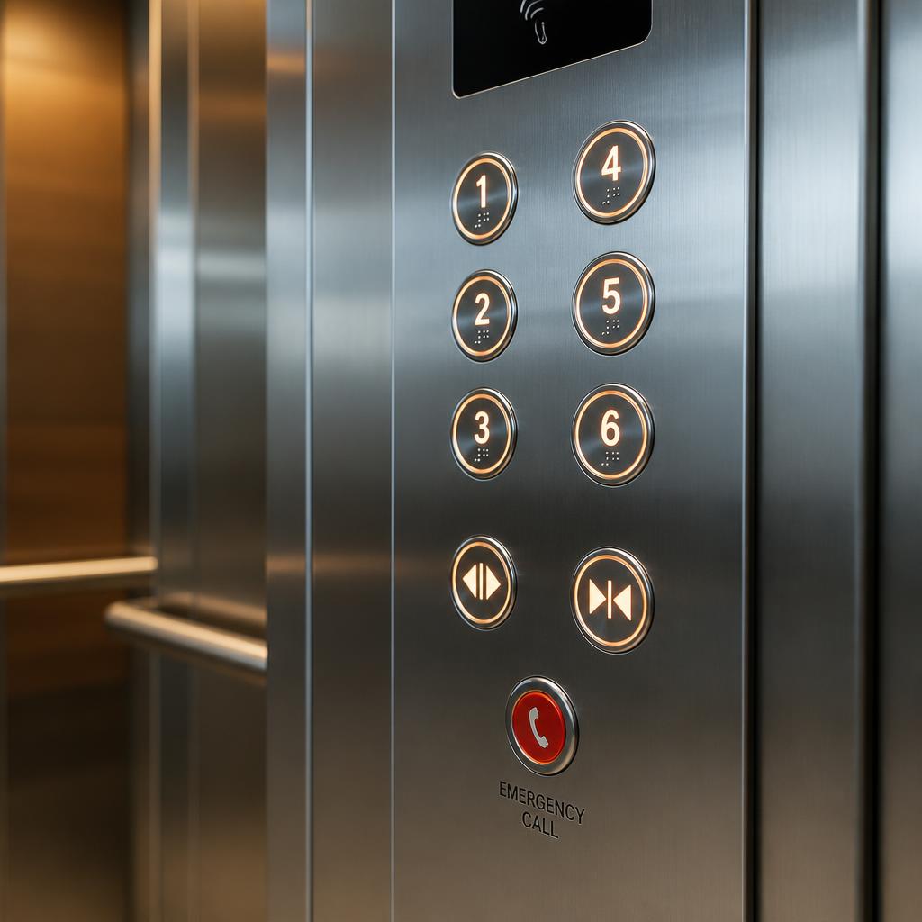 Illuminated stainless steel elevator control panel